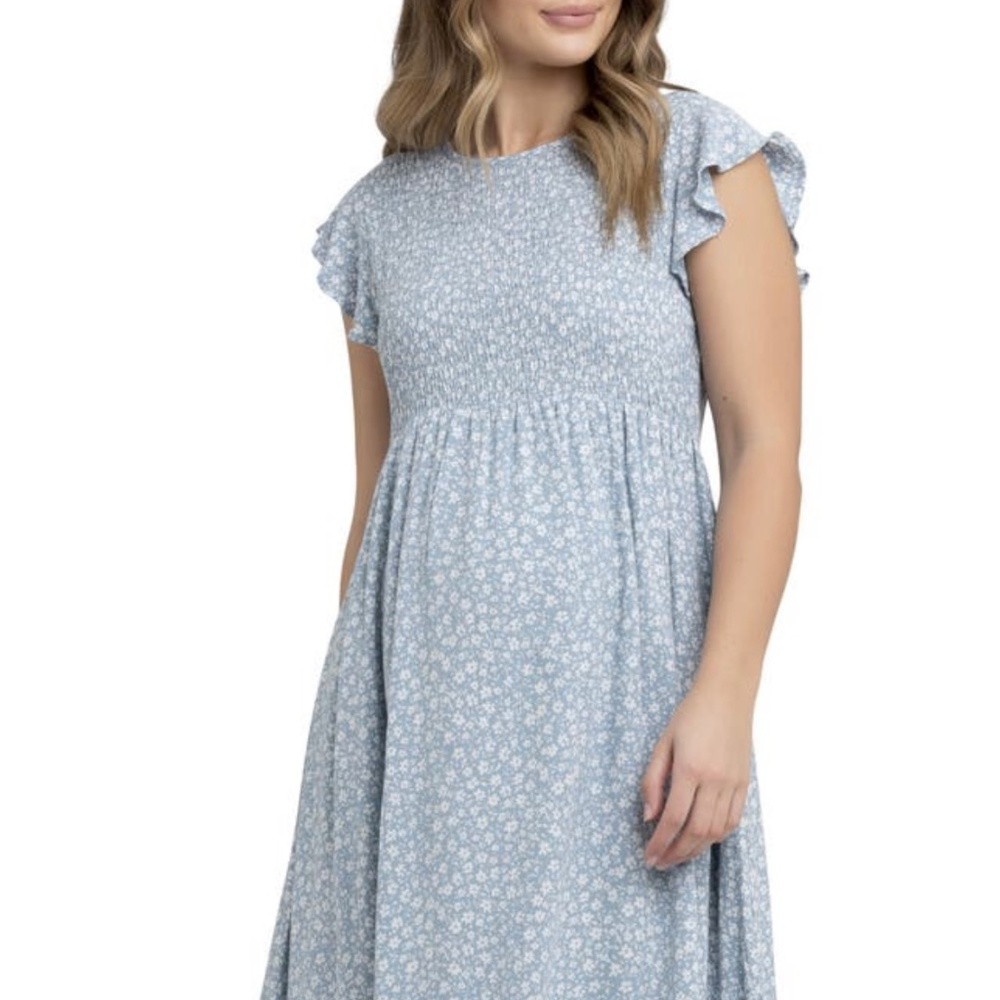 Ripe Maternity Ava Floral Shirred Midi - Maternity Dress
